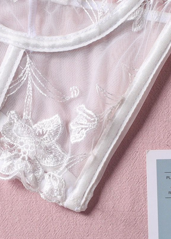 Celeste – Sheer White Lace Corset Lingerie Set