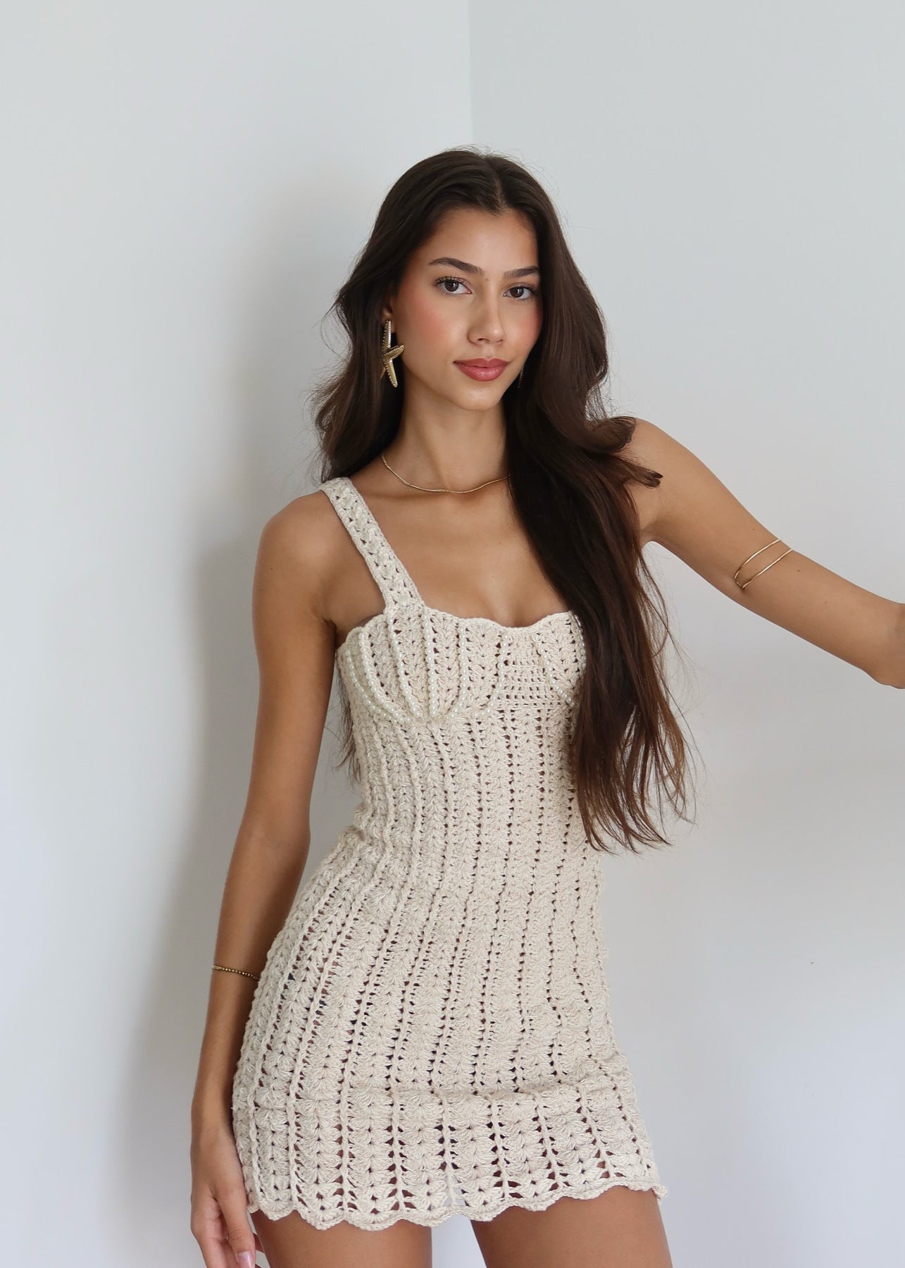 Isla - Crochet Knit Bodycon Mini Dress