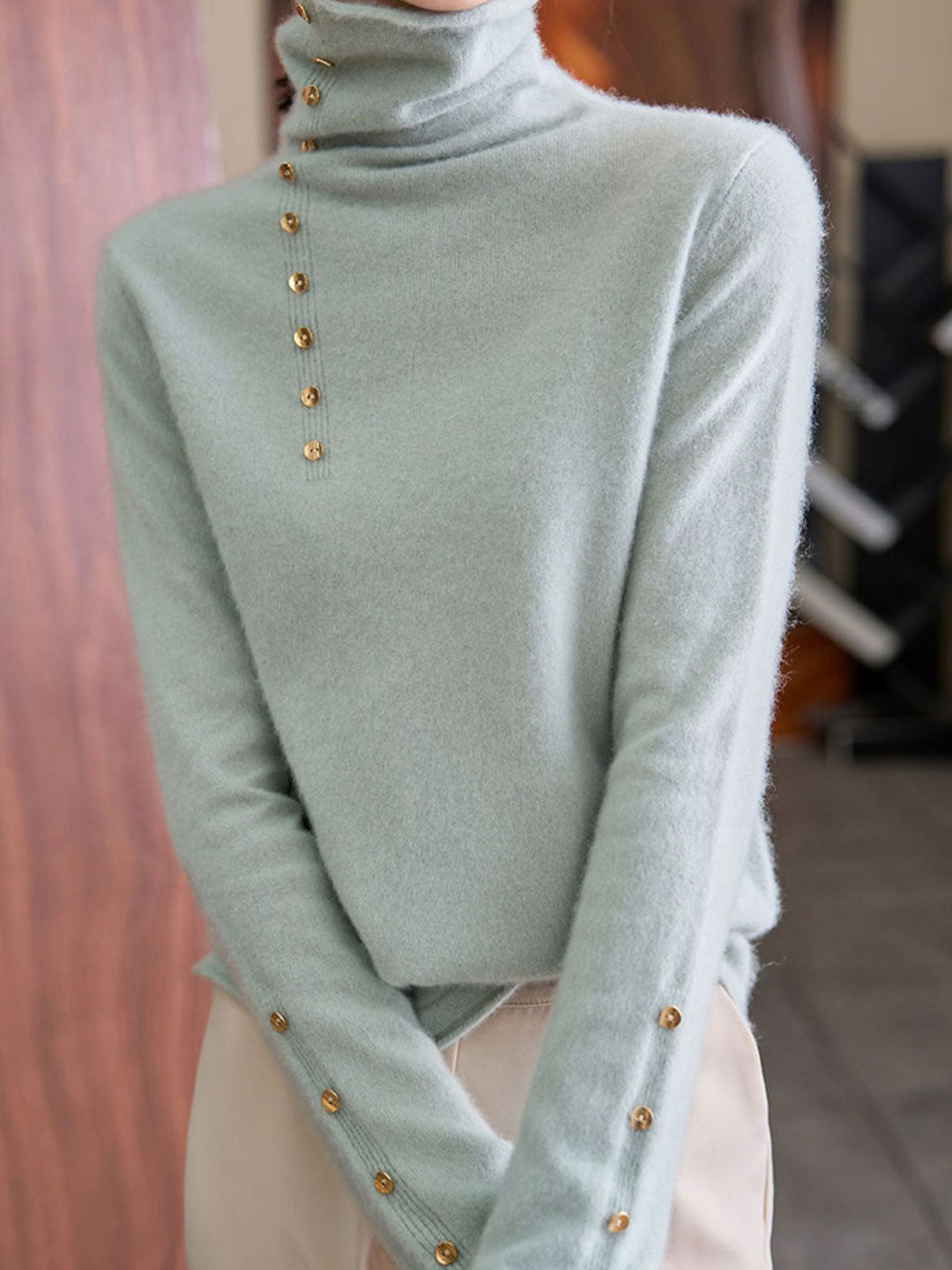 Hilary French Style Turtleneck Sweater-White