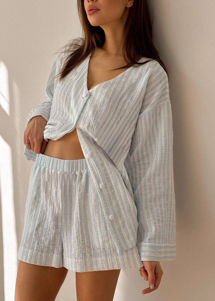 Serena - Striped Cotton Lounge Set