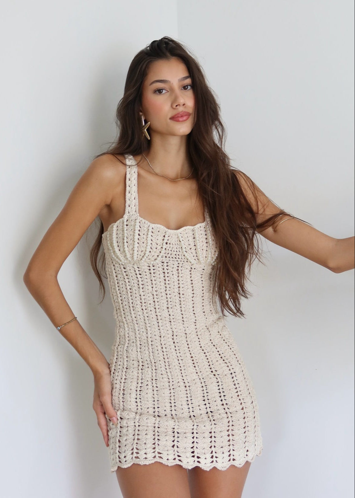 Isla - Crochet Knit Bodycon Mini Dress