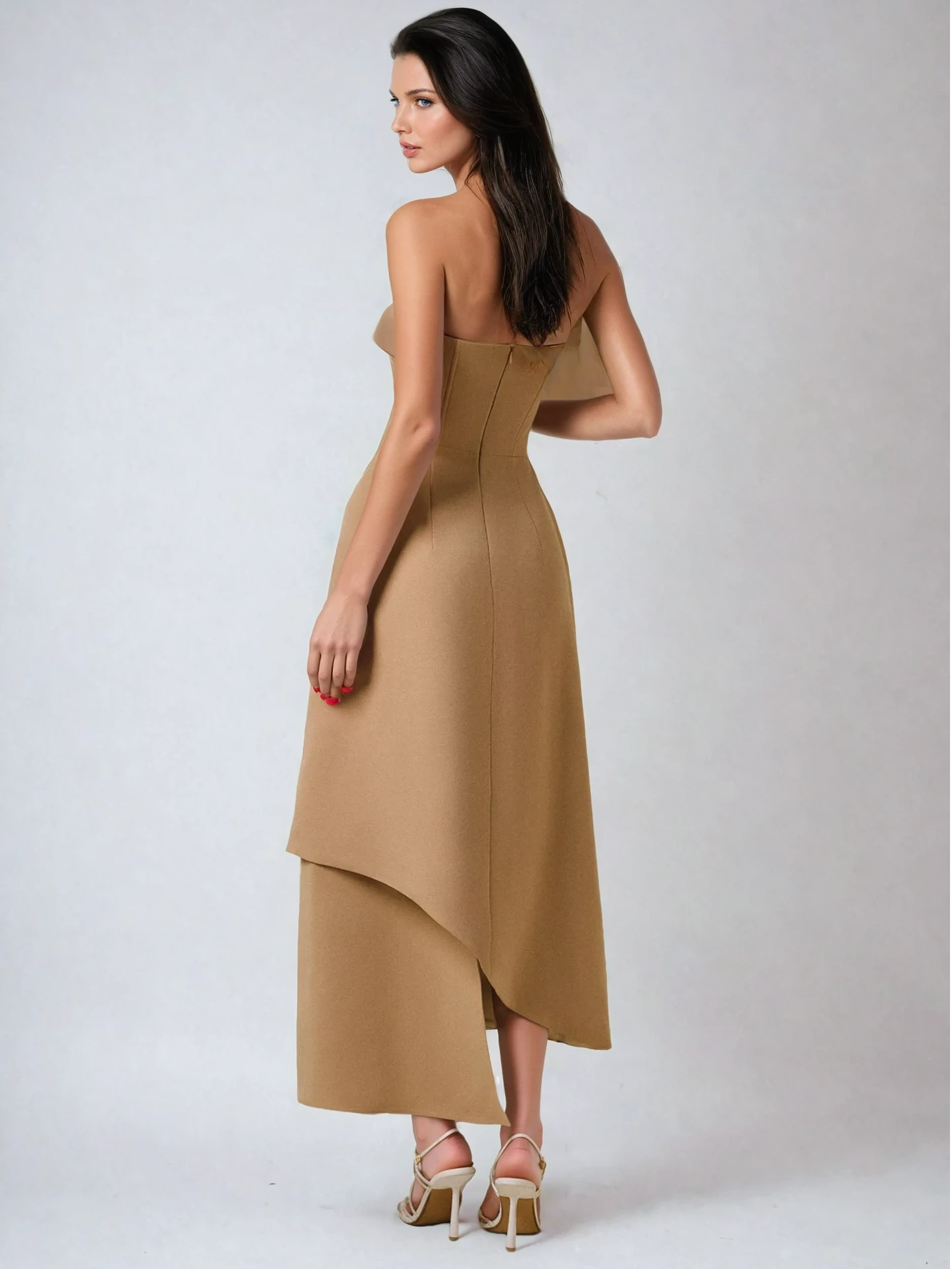 Pavlo Asymmetrical Strapless Midi Dress
