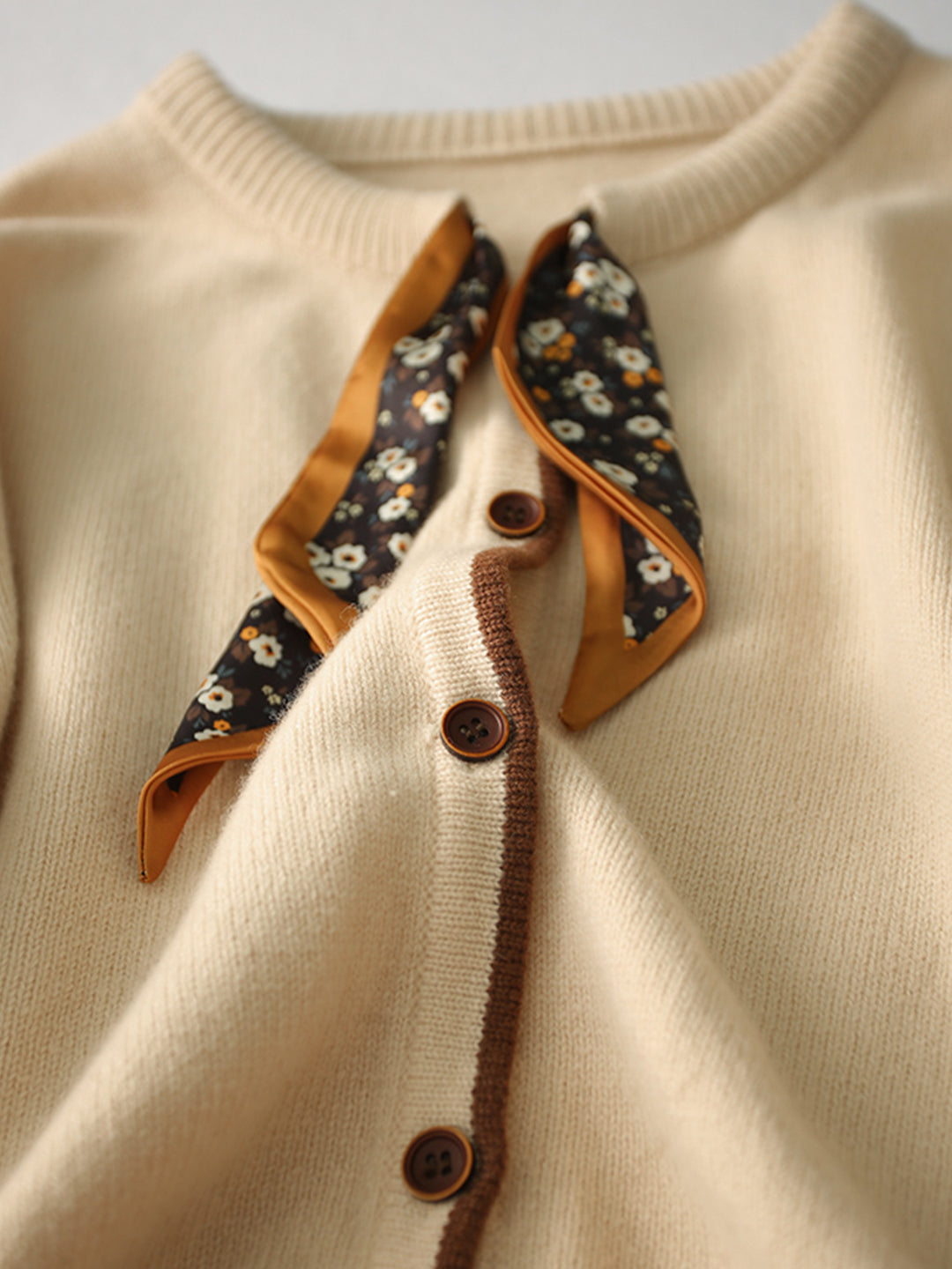 Aurora Vintage Crew Neck Cotton knitted Cardigan