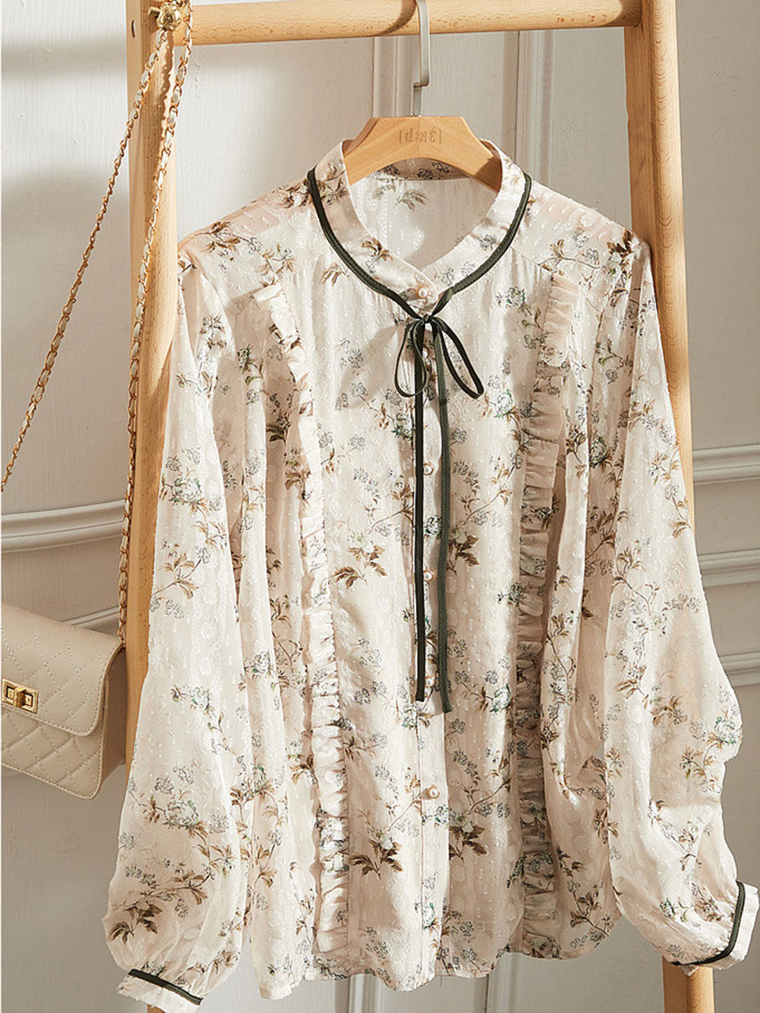Chloe Vintage Bow Floral Chiffon Blouse