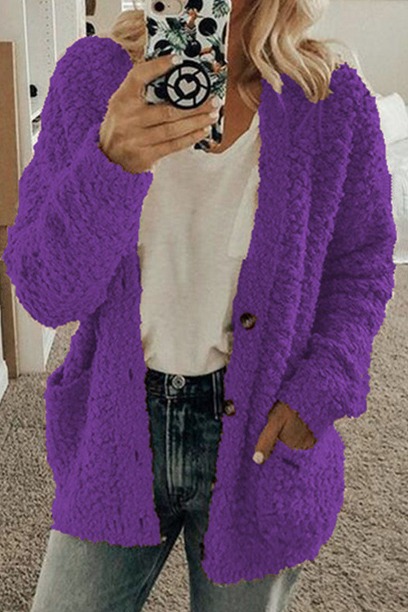 Fashion British Style Solid Patchwork O Neck Outerwear(10 Colors)