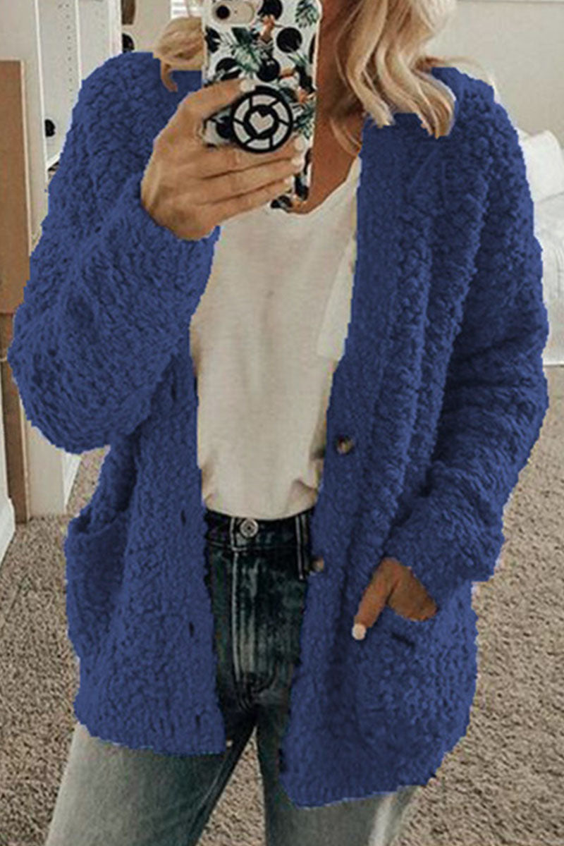 Fashion British Style Solid Patchwork O Neck Outerwear(10 Colors)