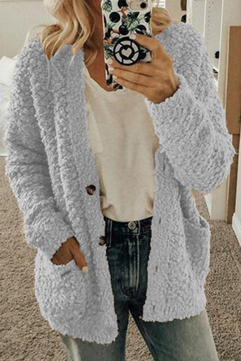 Fashion British Style Solid Patchwork O Neck Outerwear(10 Colors)