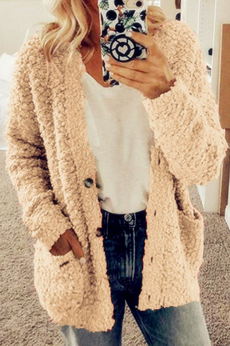 Fashion British Style Solid Patchwork O Neck Outerwear(10 Colors)