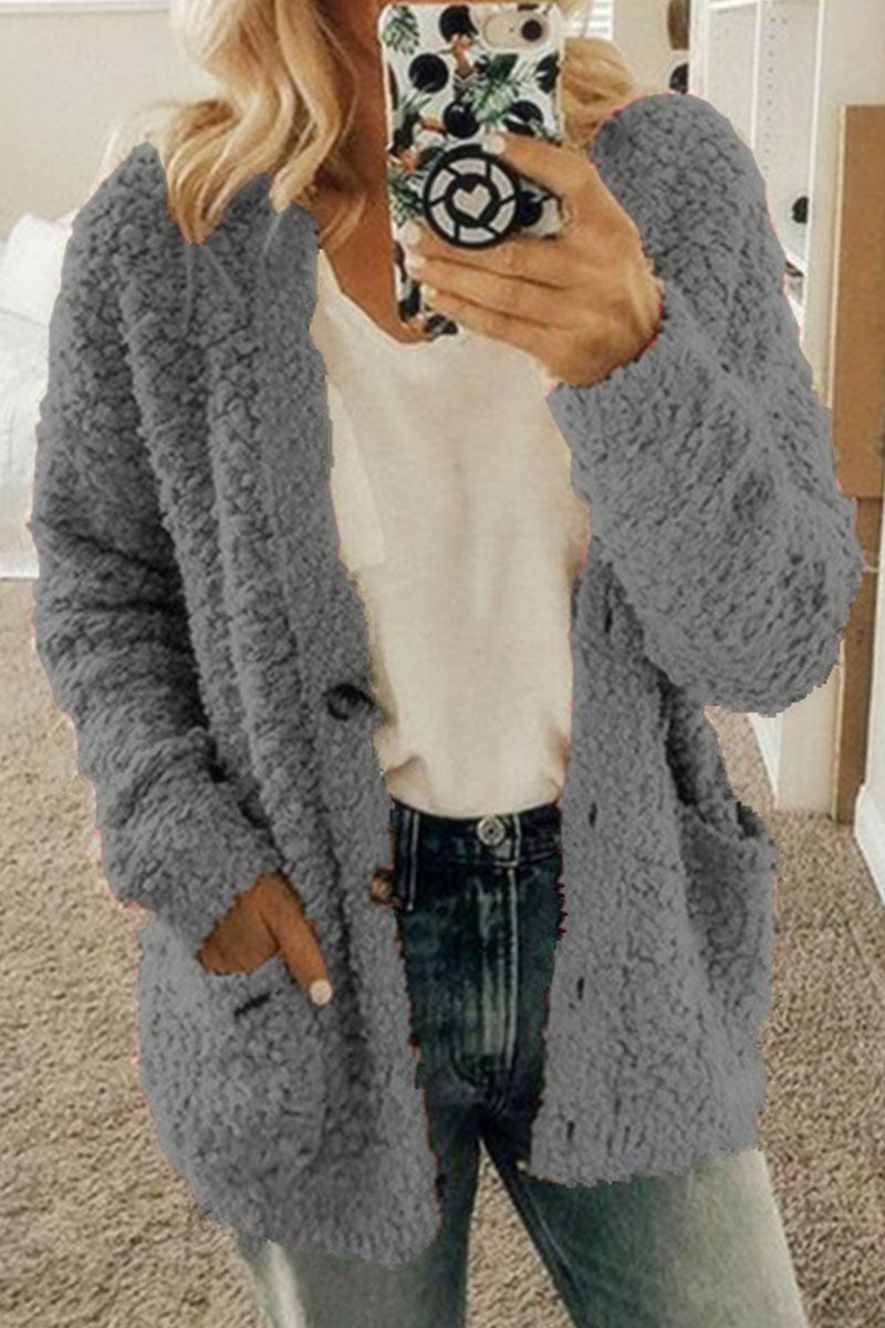 Fashion British Style Solid Patchwork O Neck Outerwear(10 Colors)