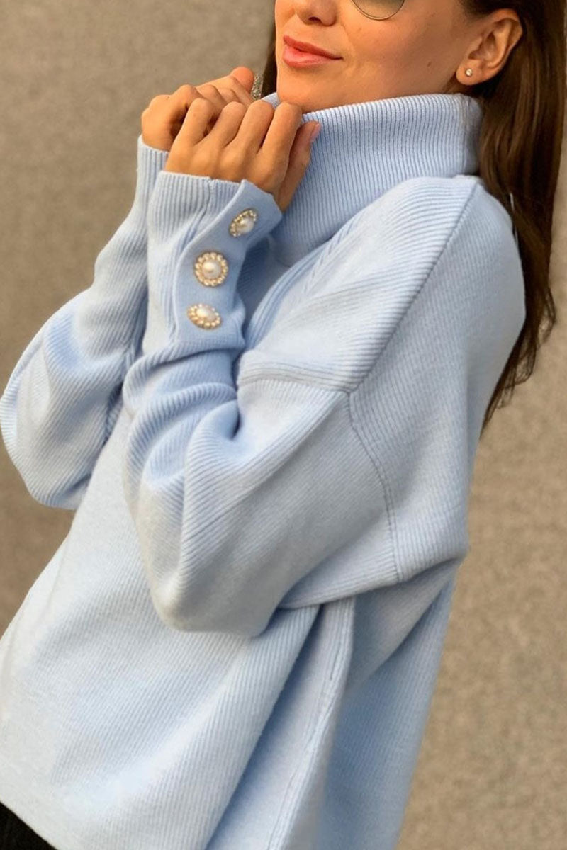 Casual Solid Patchwork Turndown Collar Tops(2 Colors)