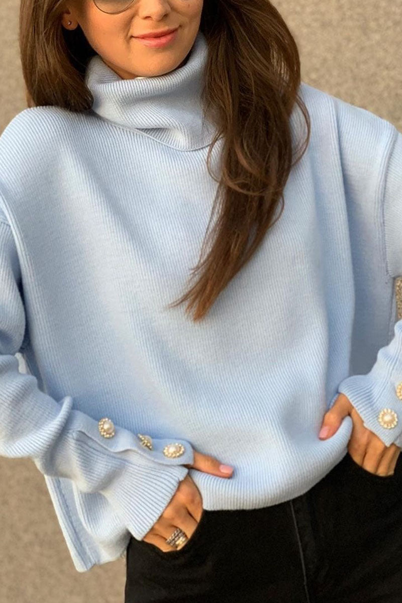 Casual Solid Patchwork Turndown Collar Tops(2 Colors)
