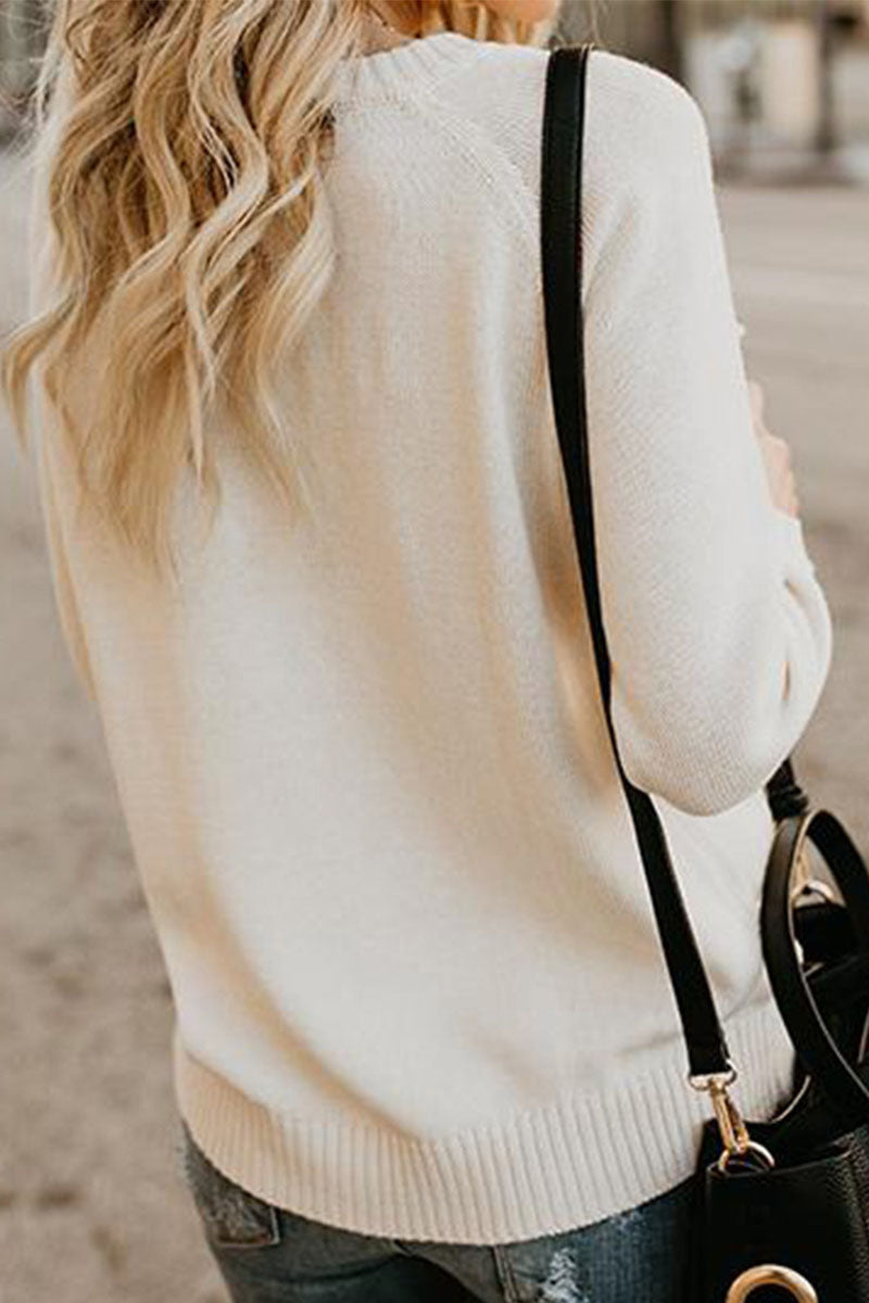 Street Print O Neck Mid Waist Sweater(3 Colors)