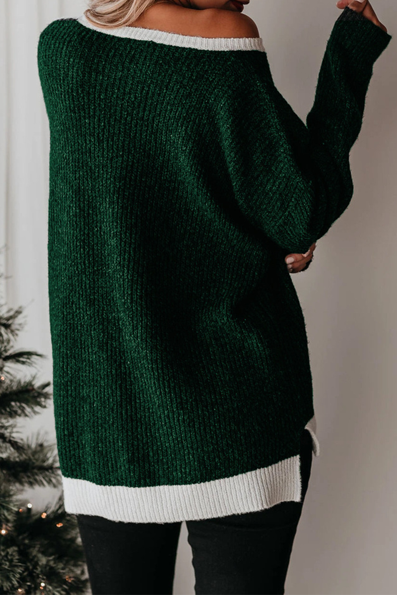 Casual Color Lump Split Joint O Neck Tops