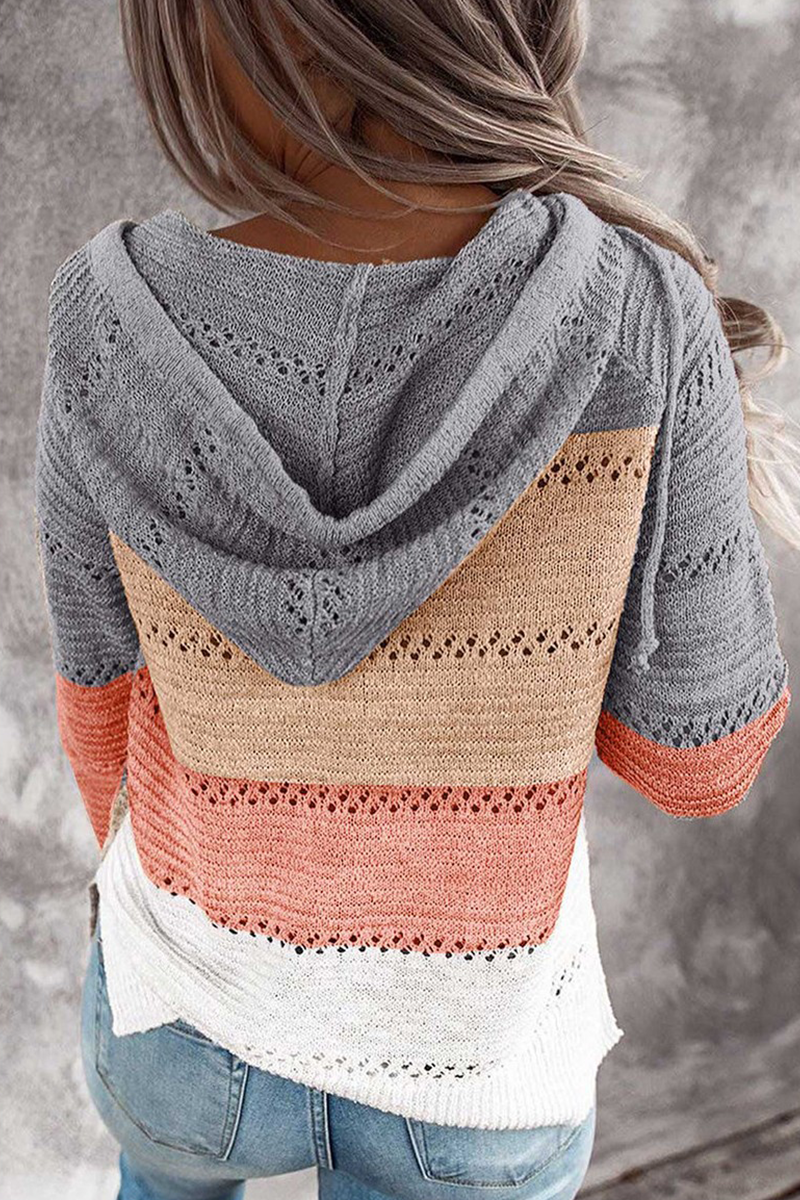 Street Color Lump Hollowed Out Hooded Collar Tops(10 Colors)