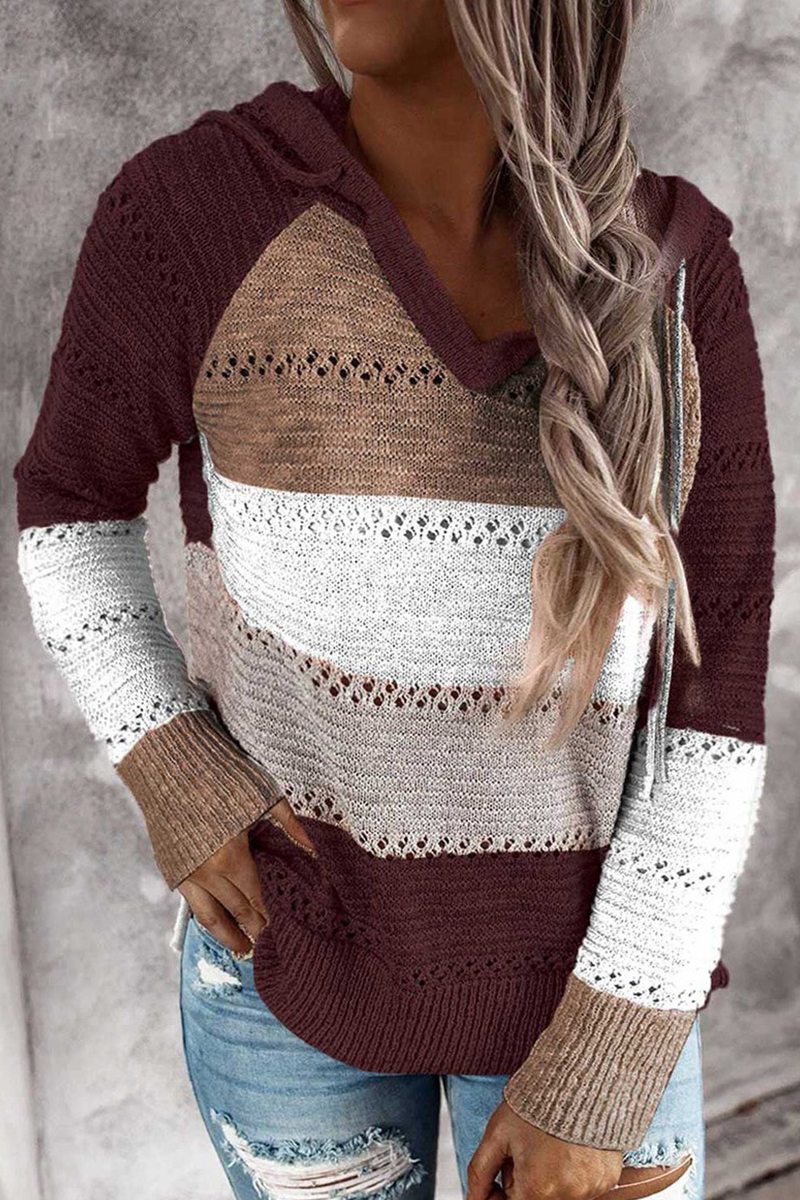 Street Color Lump Hollowed Out Hooded Collar Tops(10 Colors)