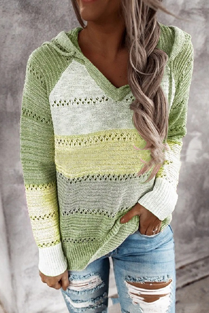 Street Color Lump Hollowed Out Hooded Collar Tops(10 Colors)