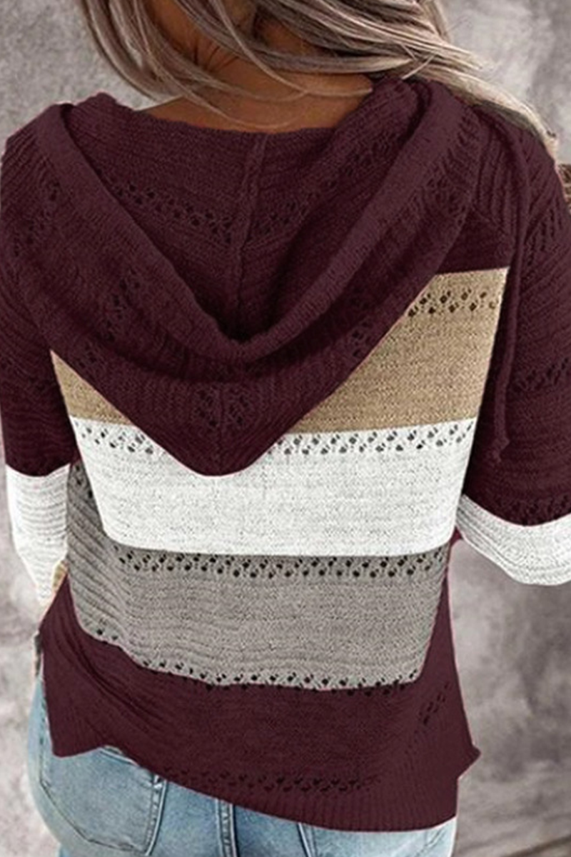 Street Color Lump Hollowed Out Hooded Collar Tops(10 Colors)