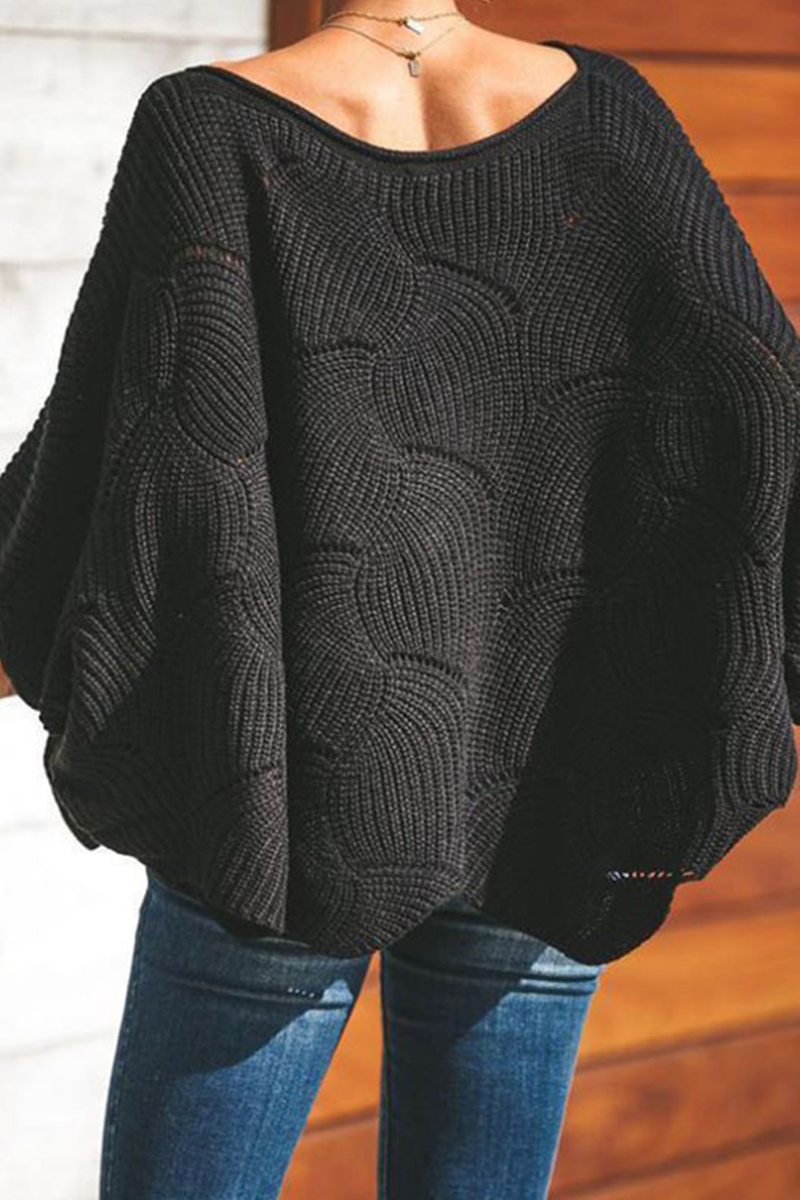 Fashion Elegant Solid Hollowed Out Patchwork O Neck Sweaters(7 Colors)