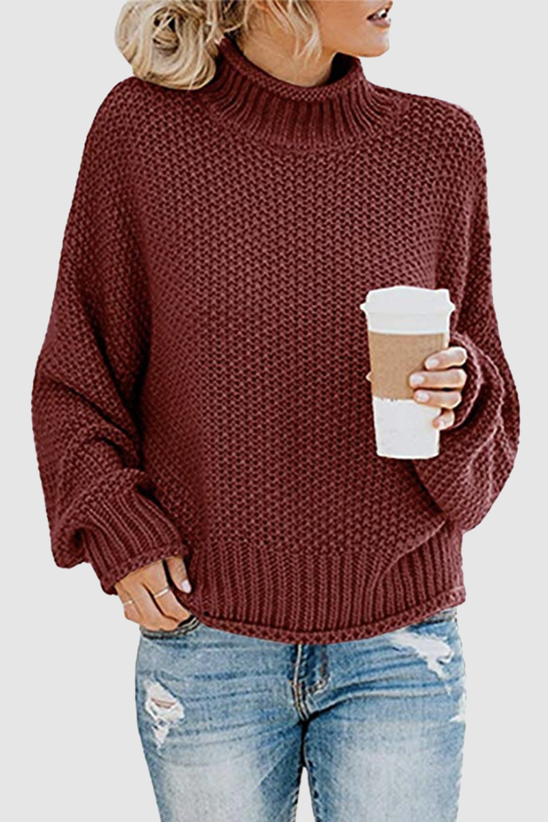 Casual Solid Patchwork Turtleneck Sweaters(11 Colors)