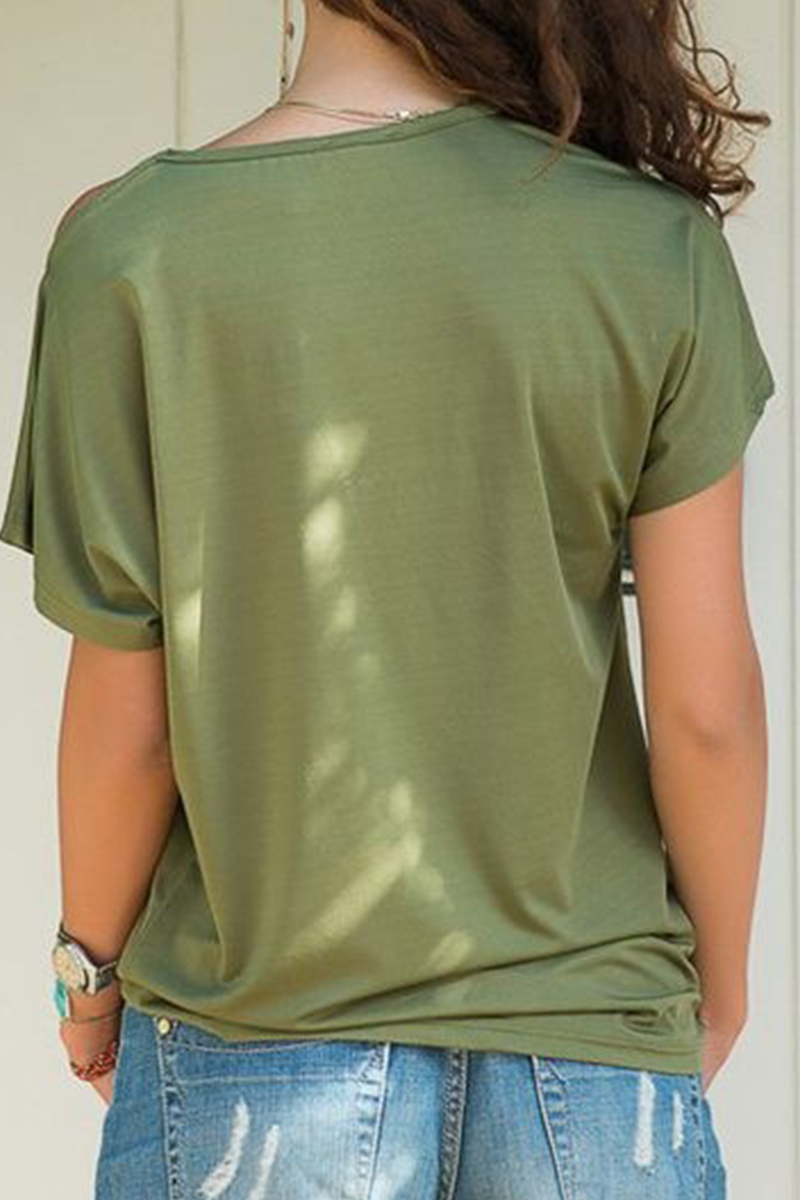 Casual Solid Split Joint Oblique Collar T-Shirts(7 Colors)
