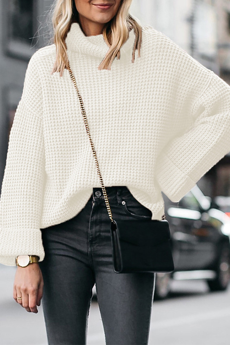Casual Solid Patchwork Turtleneck Sweaters(6 Colors)