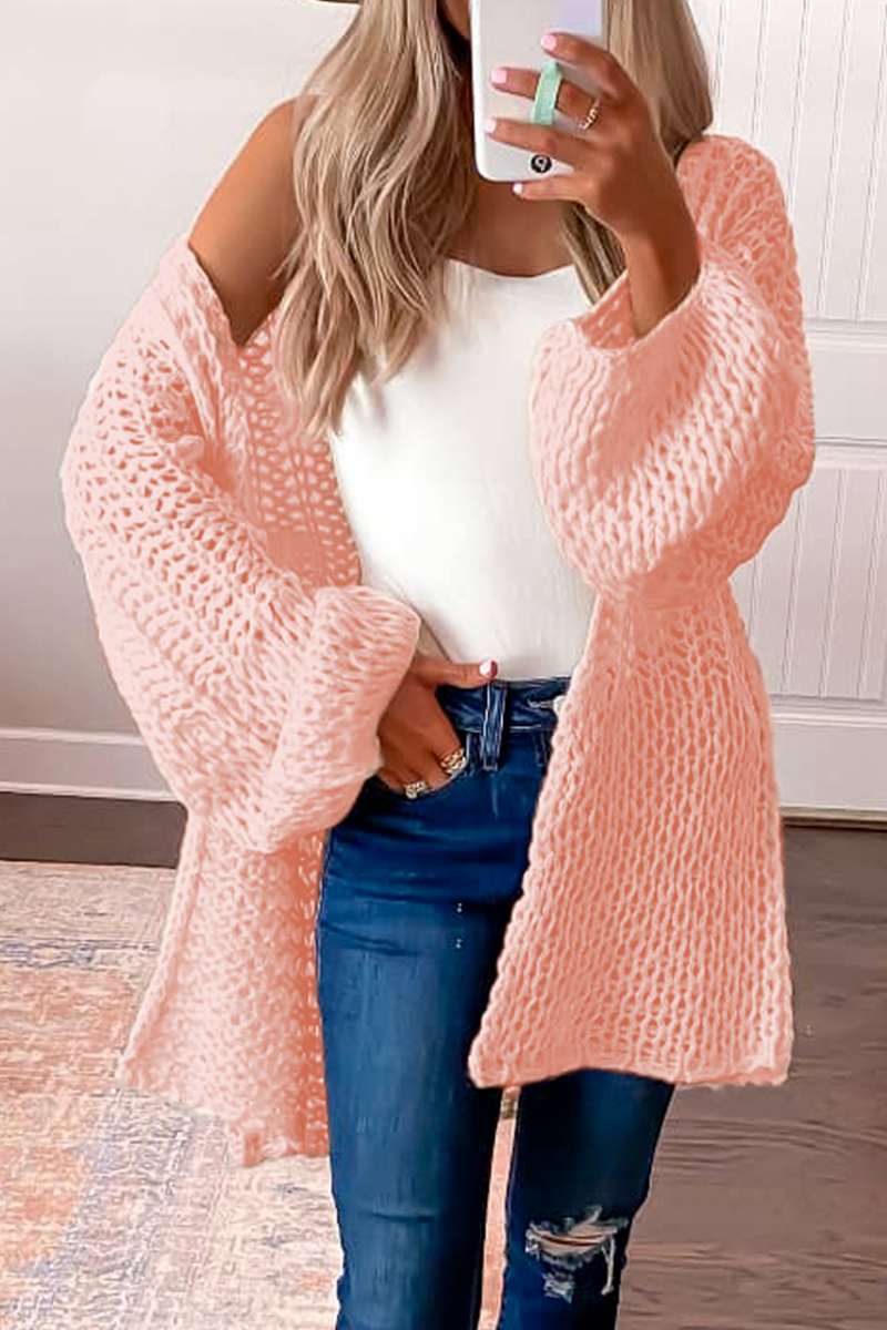 Casual Solid Hollowed Out Tops