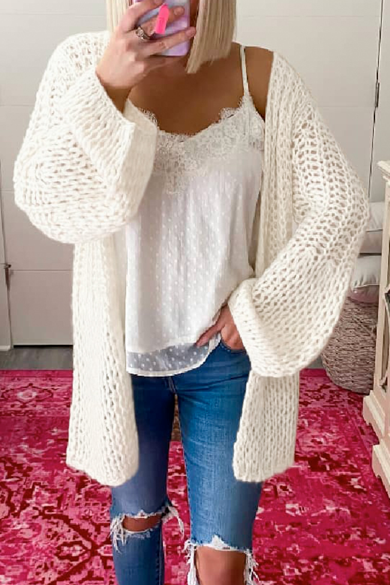 Casual Solid Hollowed Out Tops