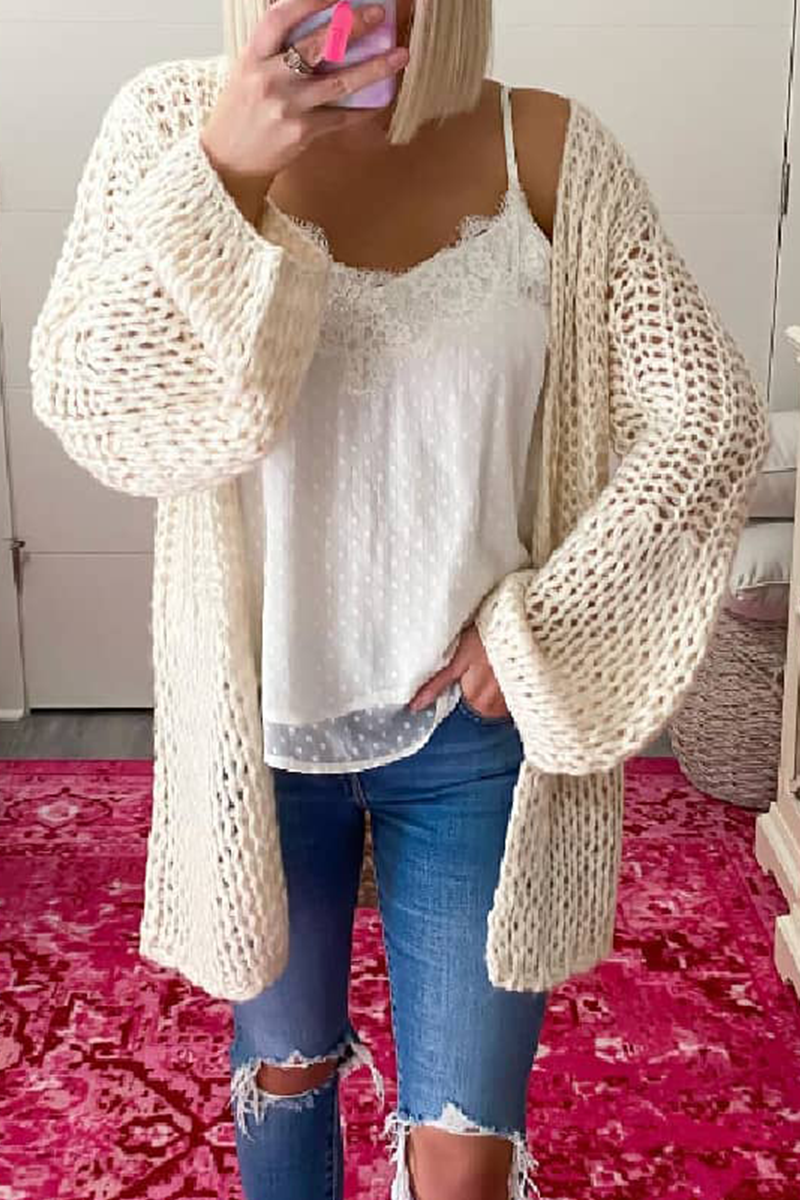 Casual Solid Hollowed Out Tops