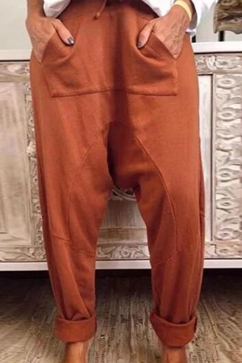 Casual Draw String Pocket Loose Harlan Solid Color Bottoms(4 Colors)