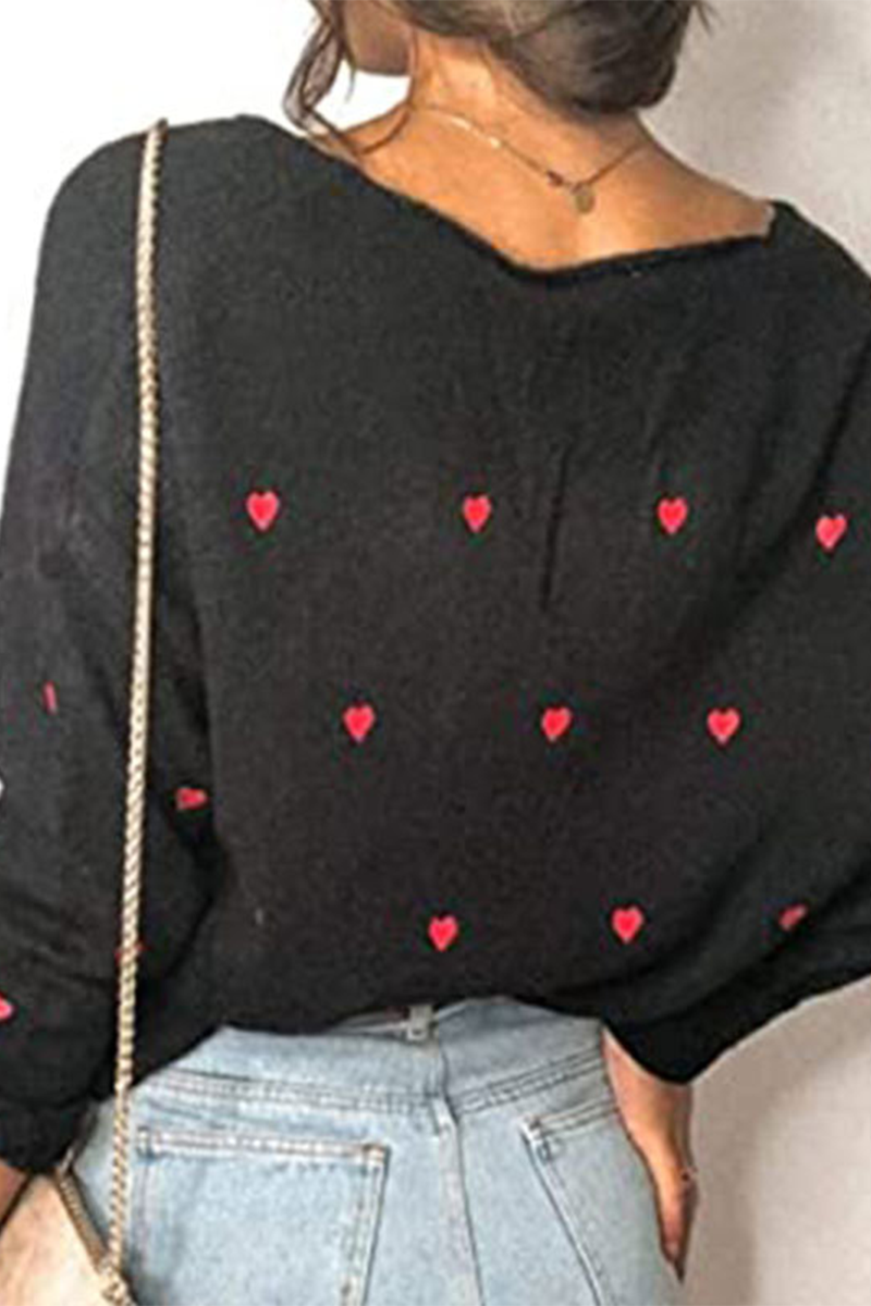 Casual Print Basic V Neck Tops Sweater(4 Colors)