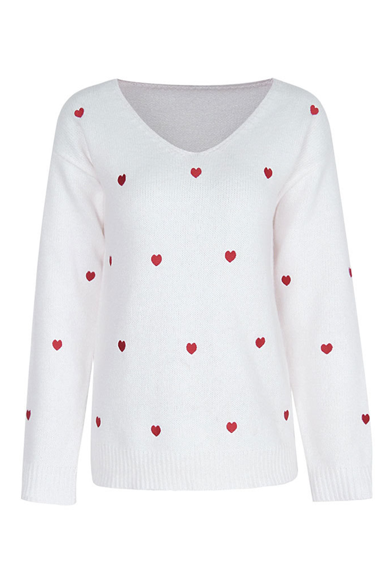 Casual Print Basic V Neck Tops Sweater(4 Colors)