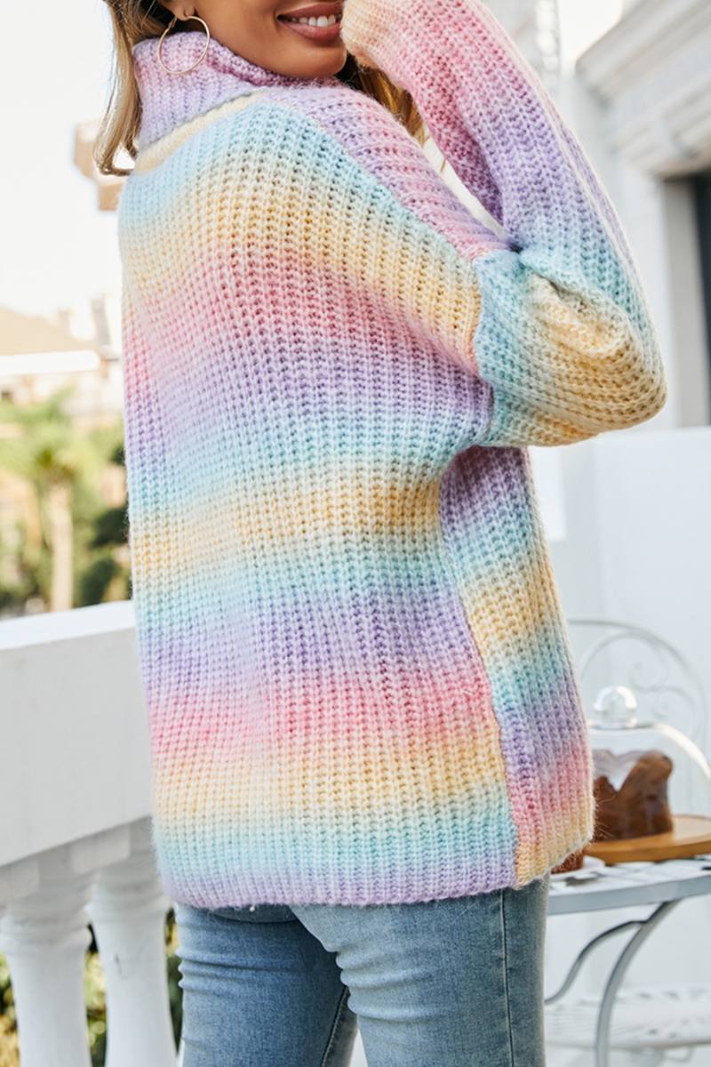 Casual Gradual Change Basic Turtleneck Tops Sweater
