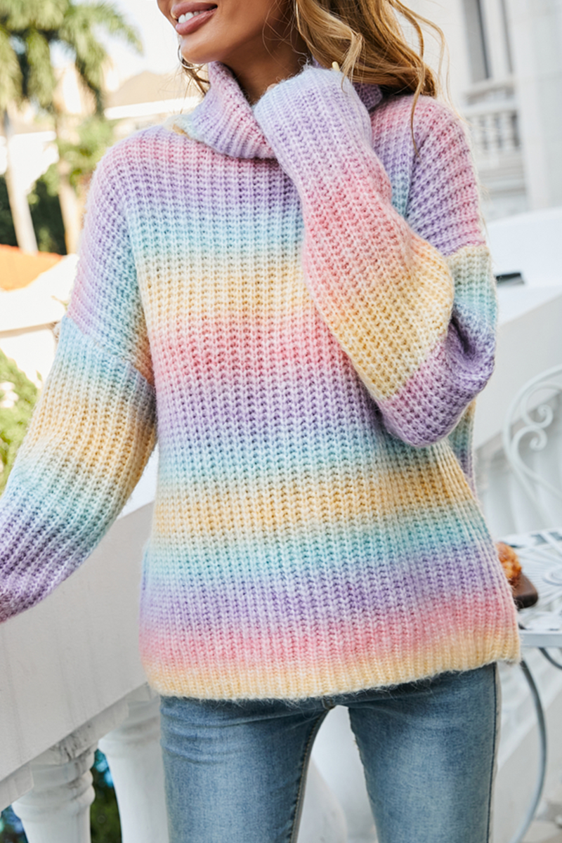 Casual Gradual Change Basic Turtleneck Tops Sweater