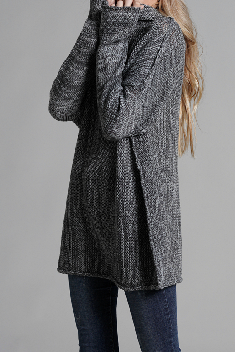 Casual Solid Split Joint Turtleneck Tops Sweater