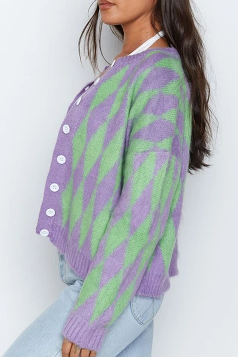 Casual Geometric Buckle Tops Sweater