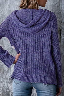 Casual Patchwork Draw String Contrast Hooded Collar Tops