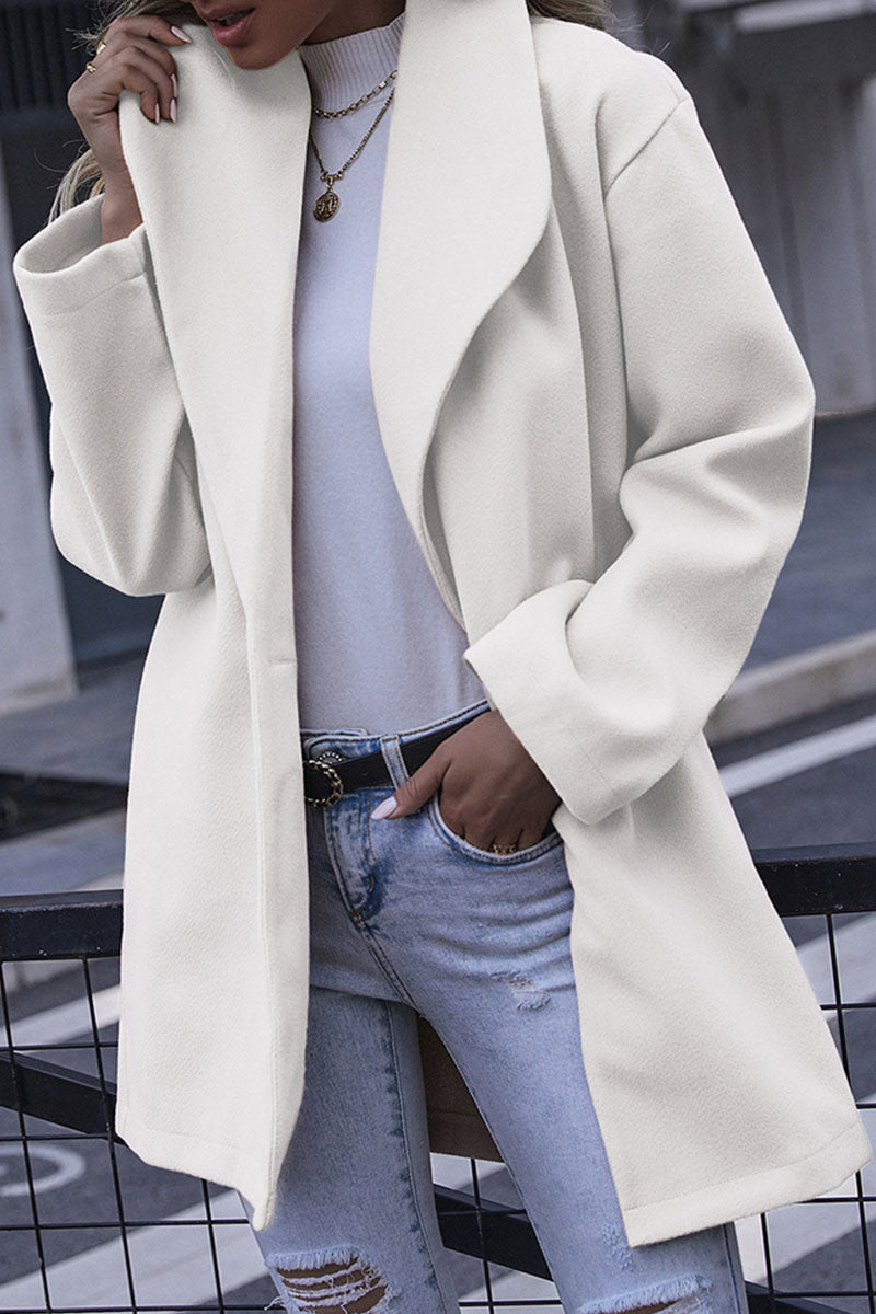 Fashion Casual Solid Patchwork Turndown Collar Outerwear