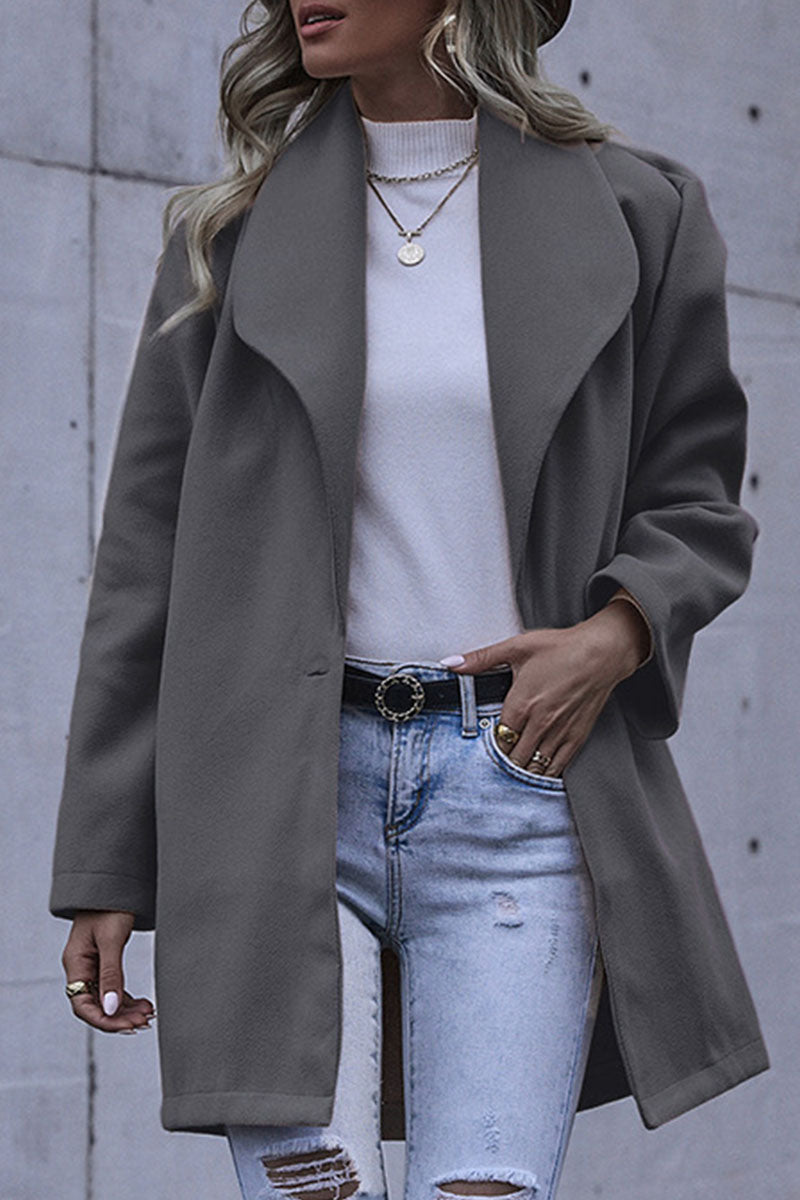 Fashion Casual Solid Patchwork Turndown Collar Outerwear
