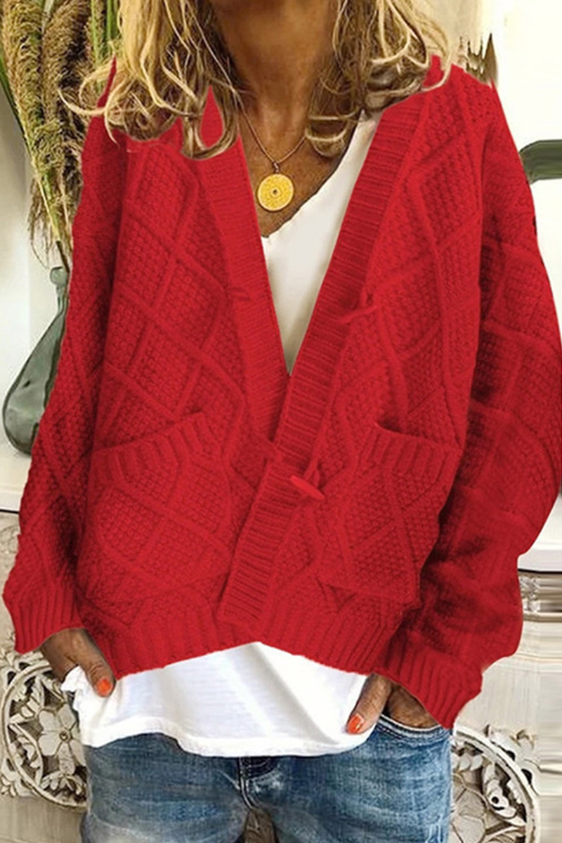 Casual Street Solid Patchwork V Neck Cardigans(5 Colors)