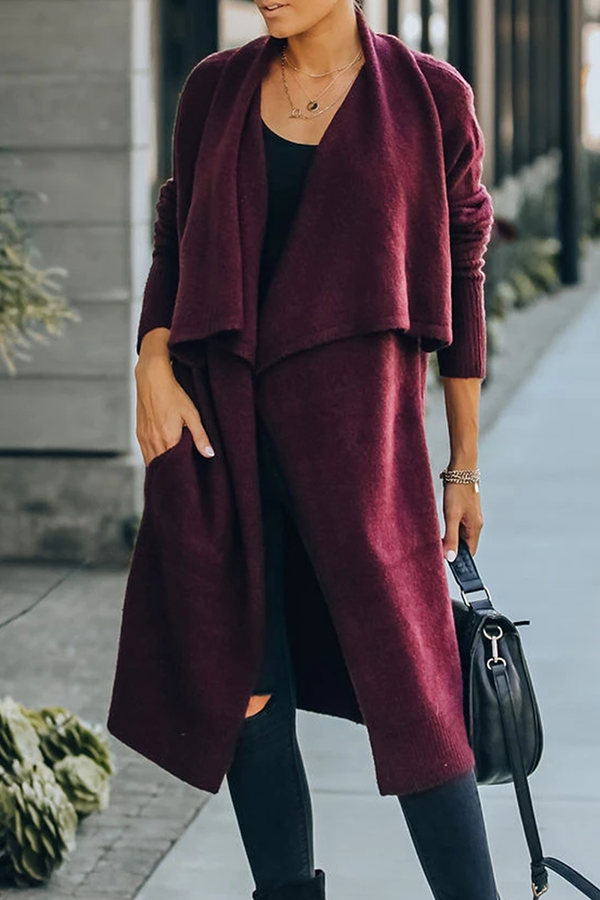 Casual Solid Pocket Turndown Collar Outerwear(6 Colors)