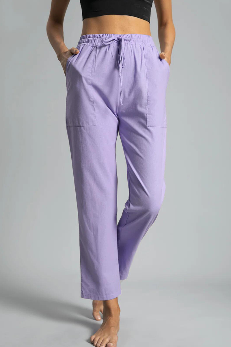 Casual Solid Draw String Pocket Straight Positioning Print Bottoms(5 Colors)