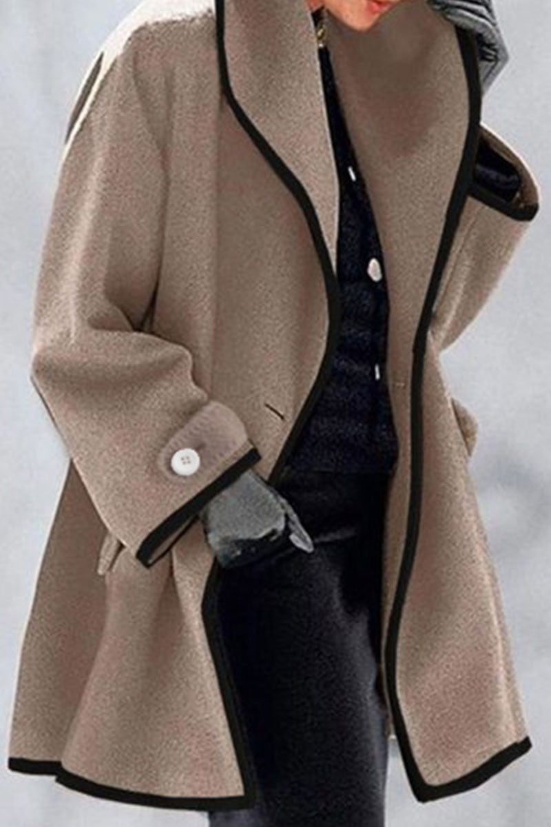 Fashion Casual Solid Patchwork Hooded Collar Outerwear