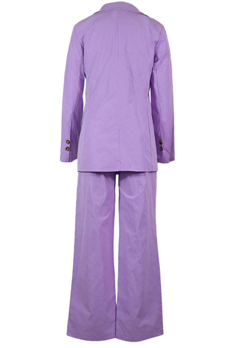 Casual Solid Patchwork Turndown Collar Long Sleeve Two Pieces