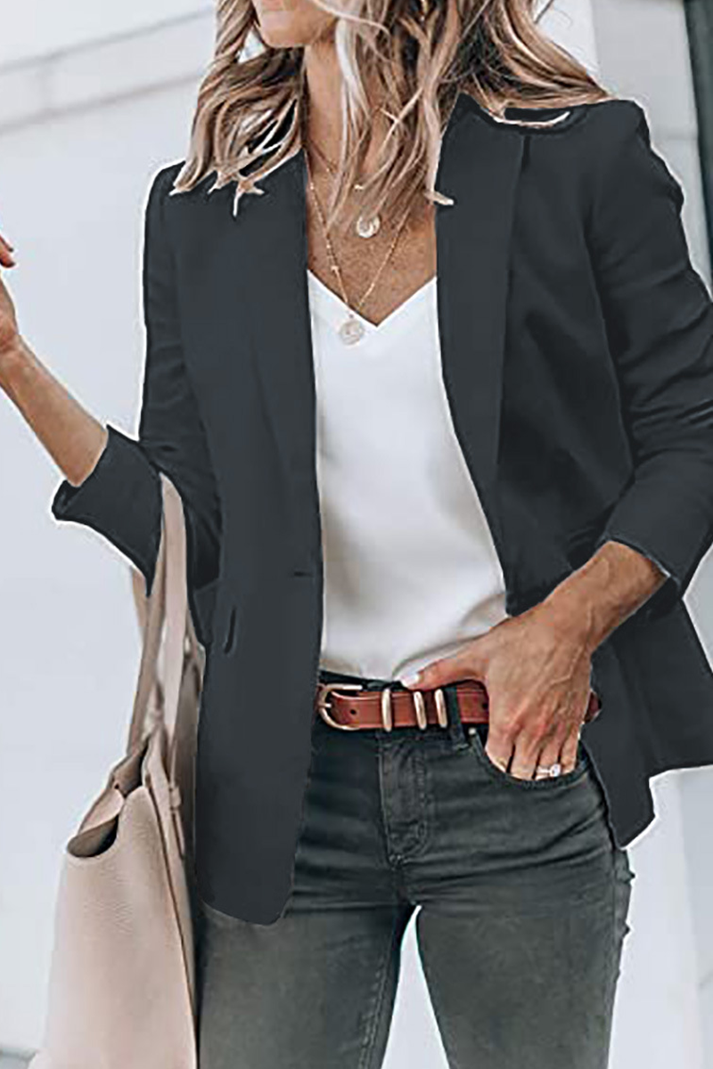 Fashion Solid Turndown Collar Outerwear(11 Colors)