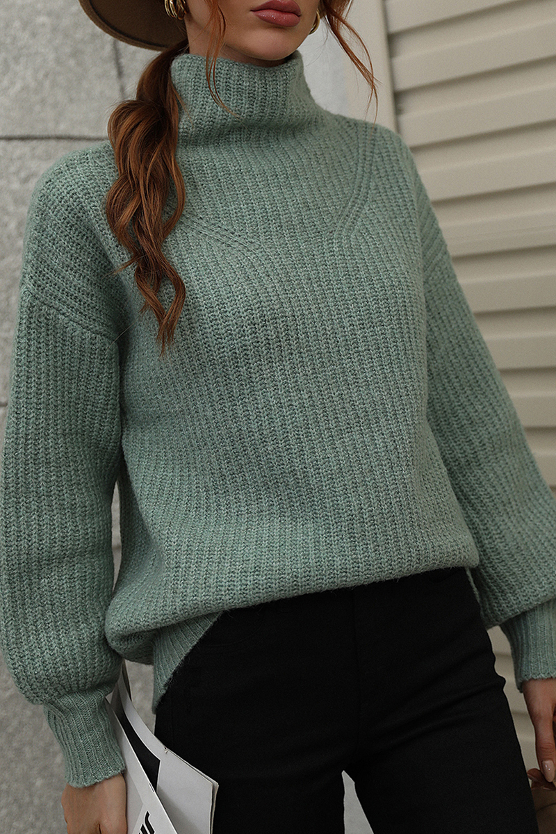 Casual Solid Patchwork Turtleneck Sweaters (6 Colors)