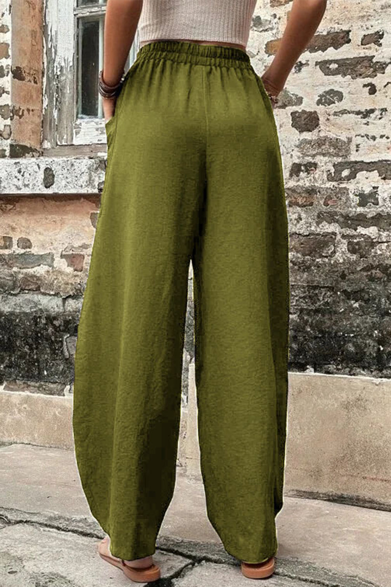 Casual Daily Solid Pocket Loose High Waist Harlan Bottoms(11 Colors)