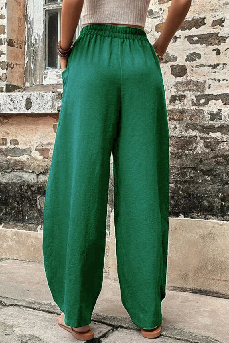 Casual Daily Solid Pocket Loose High Waist Harlan Bottoms(11 Colors)