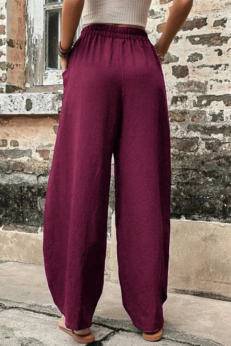 Casual Daily Solid Pocket Loose High Waist Harlan Bottoms(11 Colors)