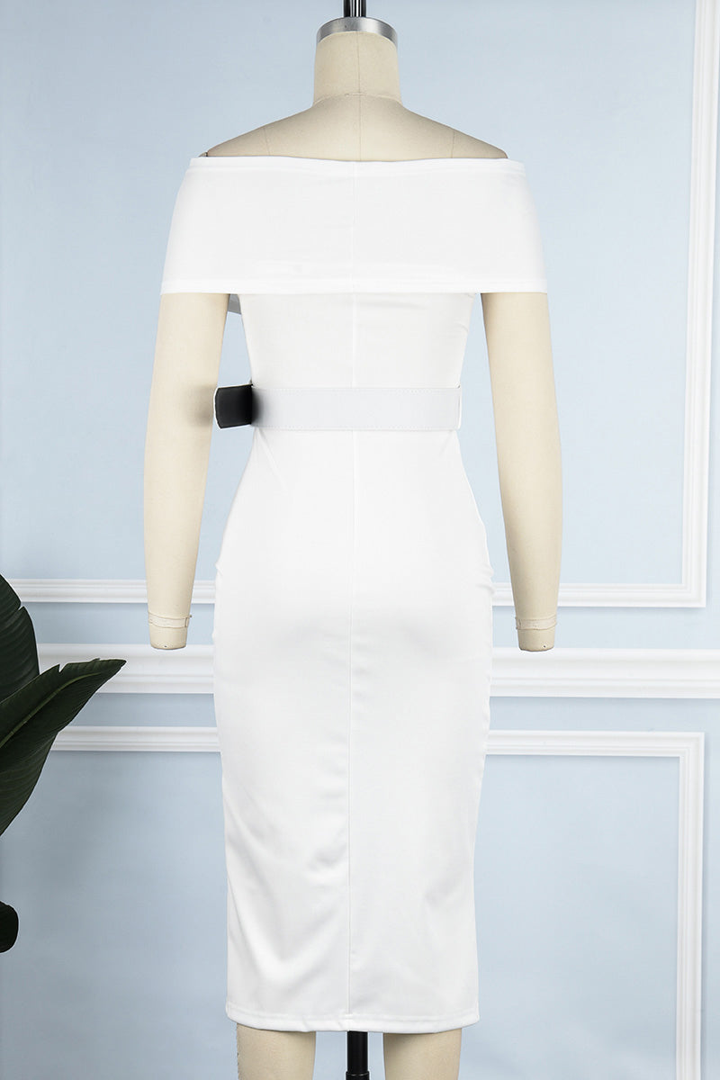 Sexy Elegant Solid With Belt V Neck One Step Skirt Dresses(8 Colors)