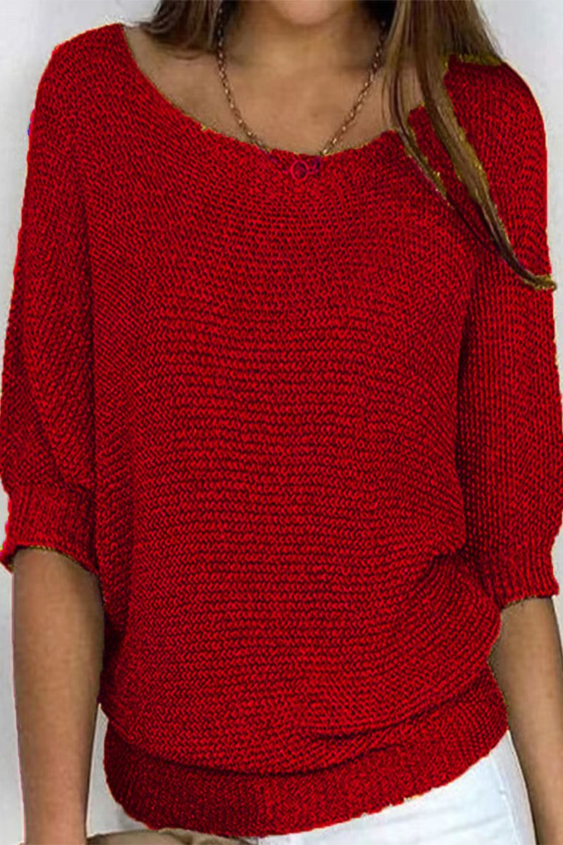 Casual Simplicity Solid O Neck Tops